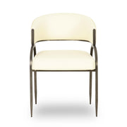 Tatum Cream 2-Tone Performance Vegan Leather and Jacquard Dining Chair
