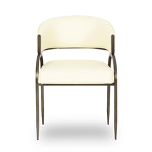 Tatum Cream 2-Tone Performance Vegan Leather and Jacquard Dining Chair