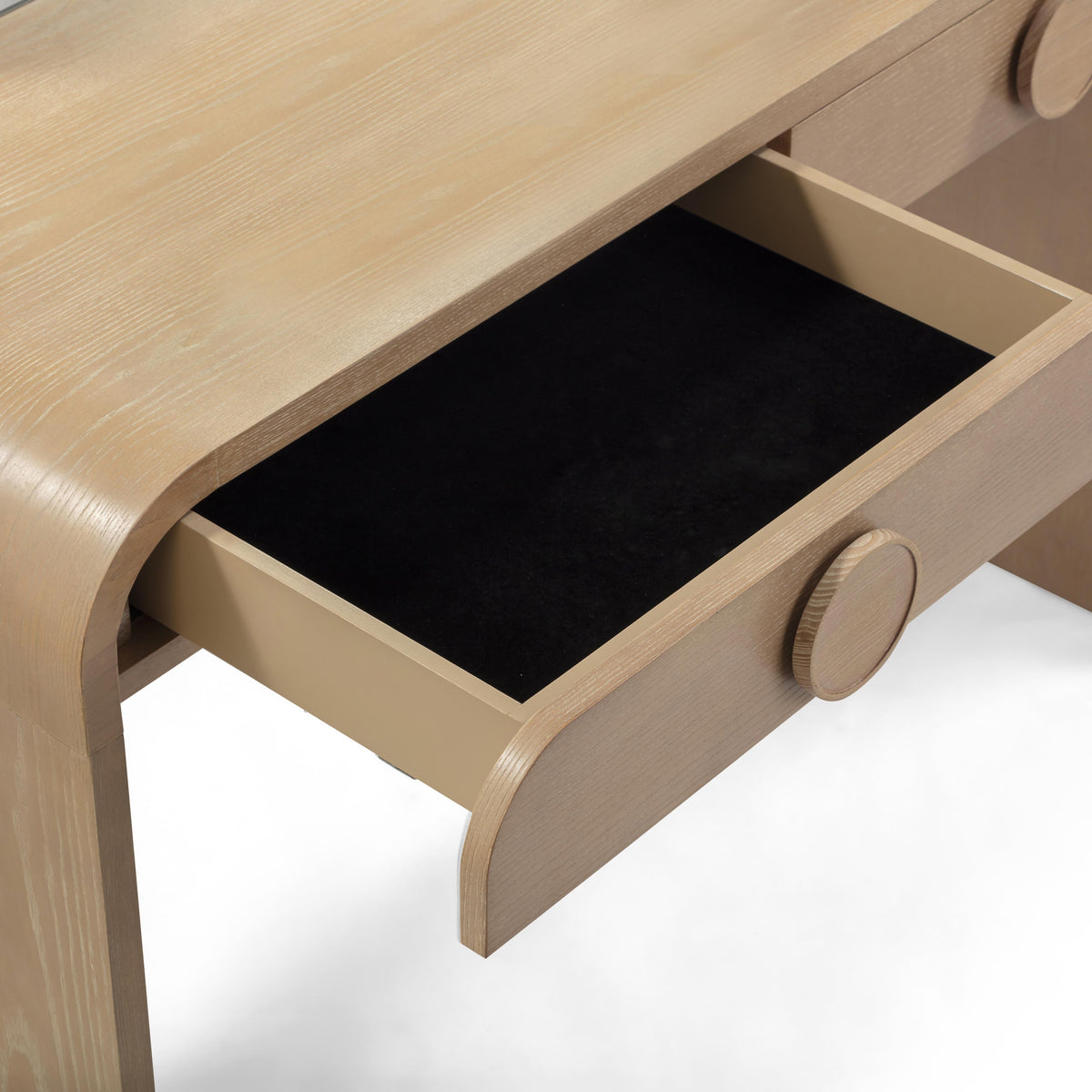 Moonrise 48 Natural Ash 2-Drawer Vanity Desk with Mirror