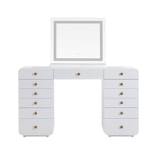 Hollywood 56" White Desk with LED Panel Vanity Mirror