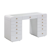 Hollywood 56" White Desk with LED Panel Vanity Mirror