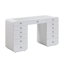 Hollywood 56" White Desk with LED Panel Vanity Mirror
