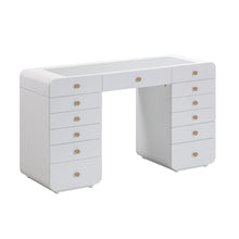 Hollywood 56" White 13-Drawer Vanity Desk
