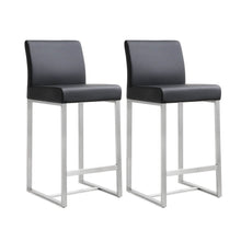 Denmark Performance Vegan Leather Stool with Silver Base - Set of 2