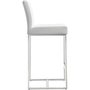 Denmark Performance Vegan Leather Stool with Silver Base - Set of 2