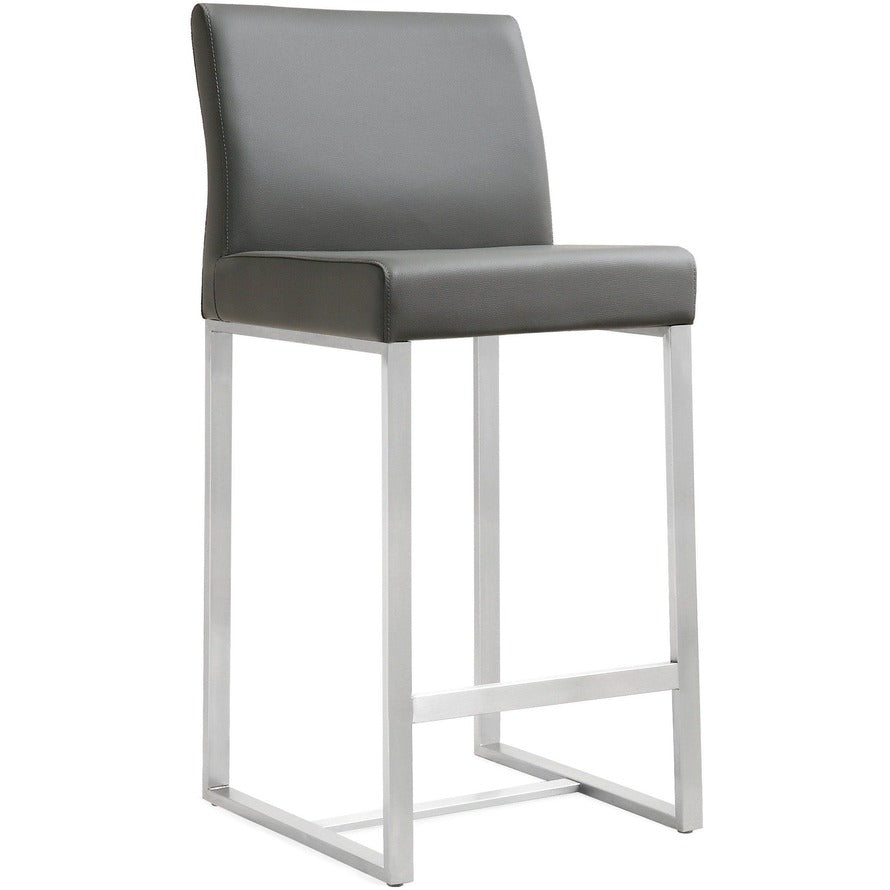 Denmark Performance Vegan Leather Stool with Silver Base - Set of 2
