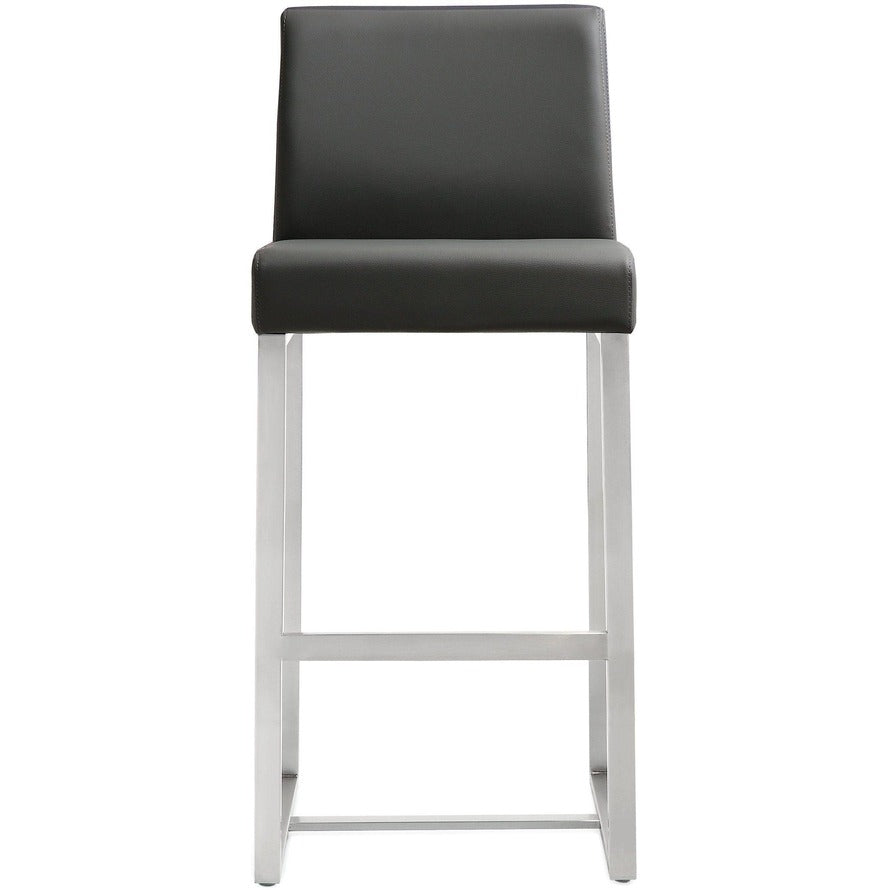 Denmark Performance Vegan Leather Stool with Silver Base - Set of 2