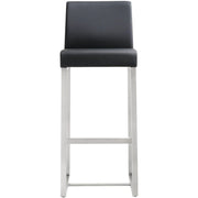 Denmark Performance Vegan Leather Stool with Silver Base - Set of 2