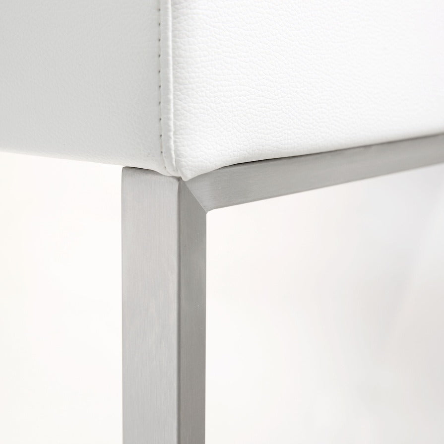 Denmark Performance Vegan Leather Stool with Silver Base - Set of 2