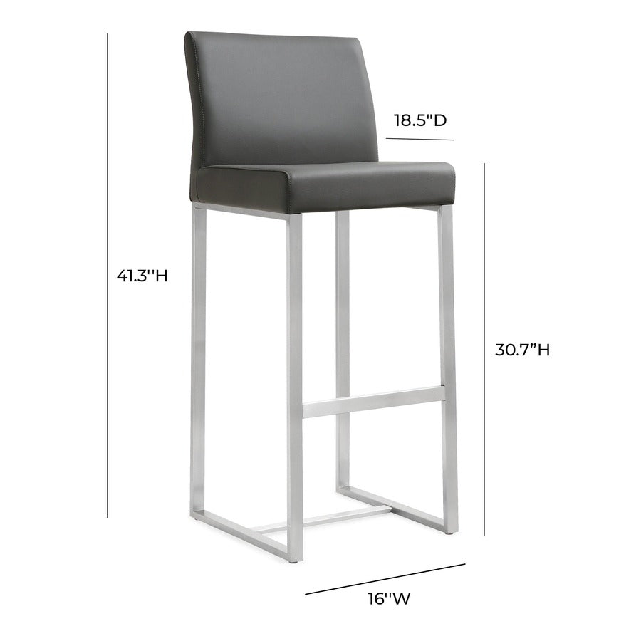 Denmark Performance Vegan Leather Stool with Silver Base - Set of 2