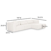 Tarra 3-Piece Cream Performance Chenille Modular Sectional