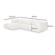 Tarra 3-Piece Cream Performance Chenille Modular Sectional