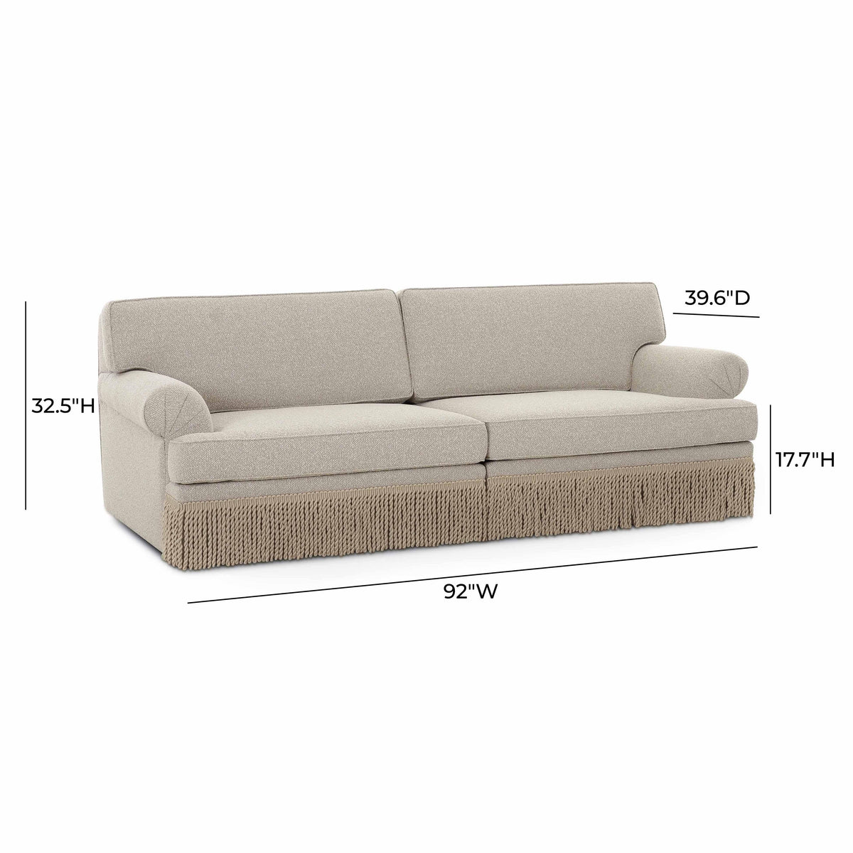 Yvette 92" Warm Grey Performance Boucle Sofa