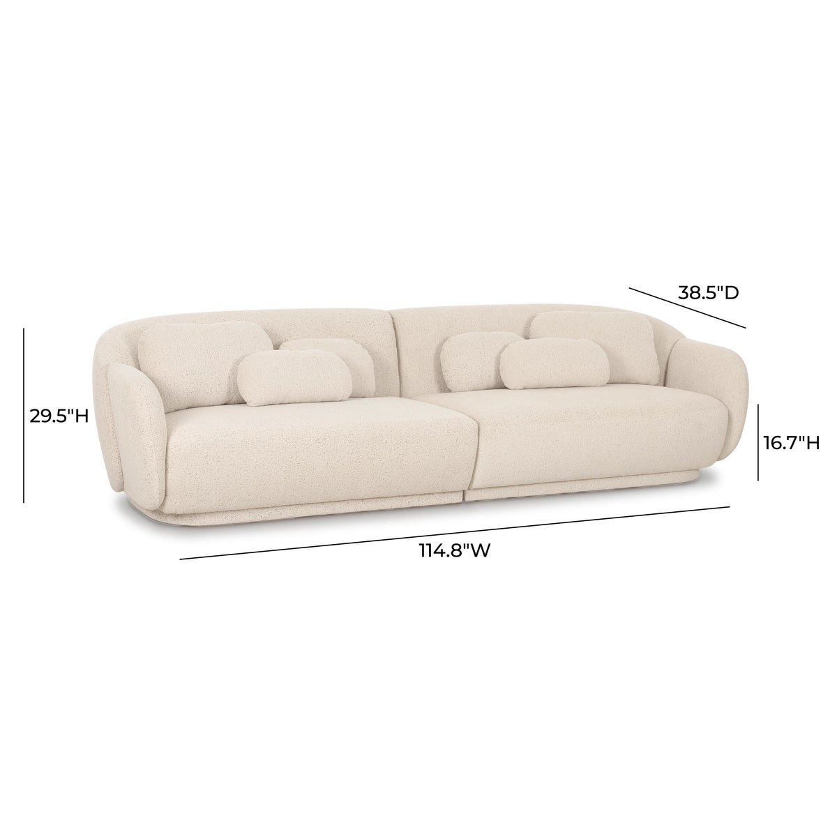 Misty 115" Cream Performance Boucle Modular Sofa