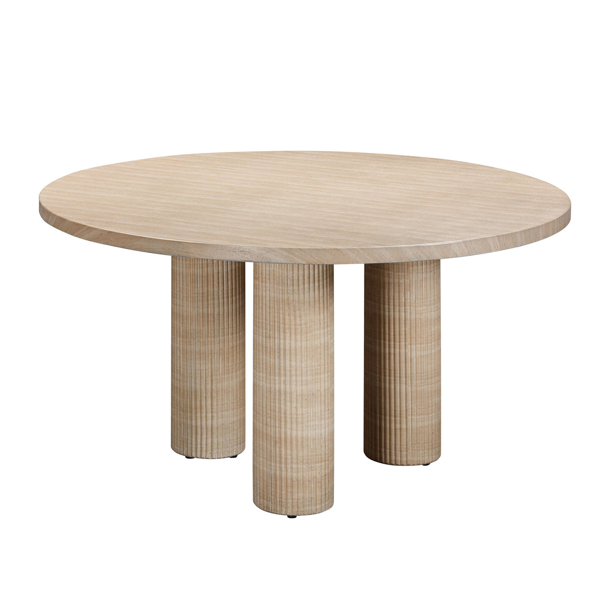Patti 55" Textured Faux Travertine Indoor / Outdoor Round Dining Table