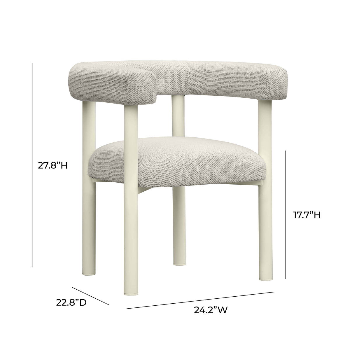 Jackie Cream Textured Contract-Grade Fabric Outdoor Dining Chair