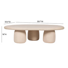 Rahul 59" Cream Lightweight Faux Stone Coffee Table