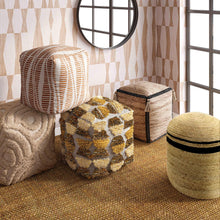 Ember Natural and Cream Woven Pouf