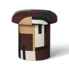 Lucy Mud Brown Abstract Print Mushroom Accent Stool