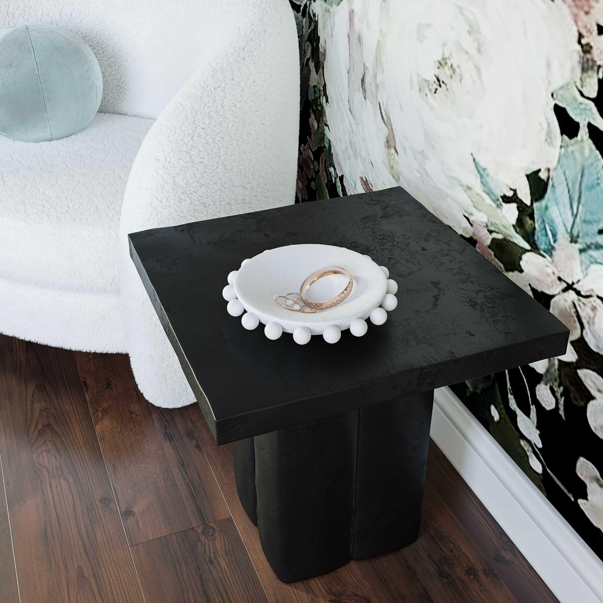 Kayla Faux Plaster Indoor / Outdoor Square Side Table