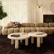 Amora Faux Travertine Indoor/Outdoor Round Accent Table (26"-32")