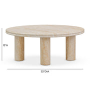 Amora Faux Travertine Indoor/Outdoor Round Accent Table (26"-32")