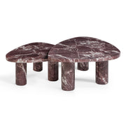 Libby 2-Piece Faux Red Levanto Marble Indoor/Outdoor Nesting Coffee Table Set