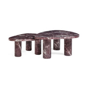 Libby 2-Piece Faux Red Levanto Marble Indoor/Outdoor Nesting Coffee Table Set