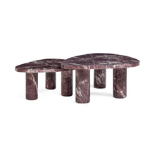 Libby 2-Piece Faux Red Levanto Marble Indoor/Outdoor Nesting Coffee Table Set