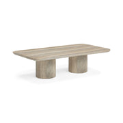Tyche 55" Faux Travertine Indoor/Outdoor Concrete Rectangular Coffee Table