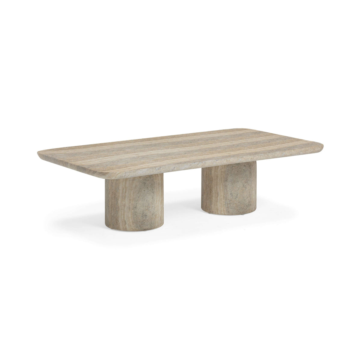Tyche 55" Faux Travertine Indoor/Outdoor Concrete Rectangular Coffee Table