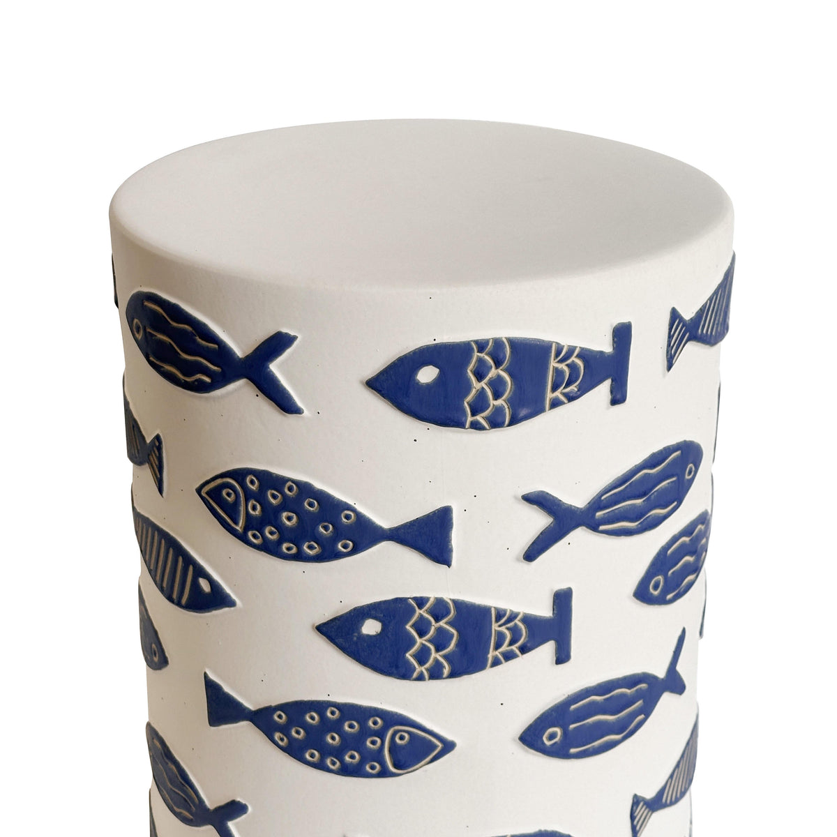 Tempest Indoor/Outdoor Ceramic Table in Blue Fish