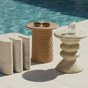 Hyre Faux Travertine Indoor/Outdoor Concrete Side Table