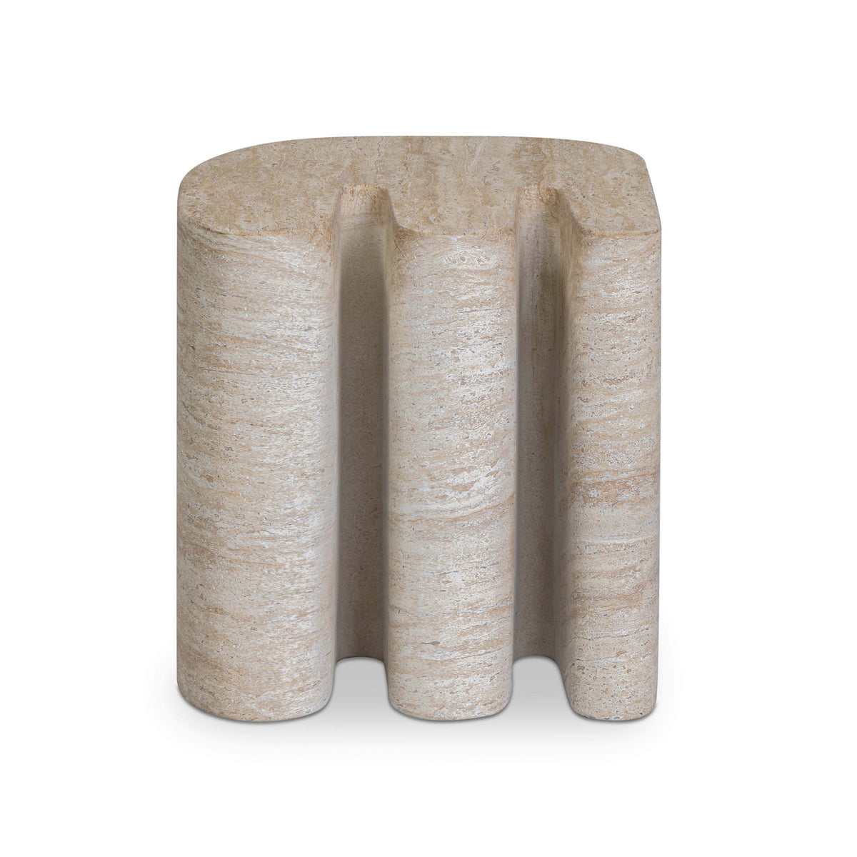 Thyme Faux Travertine Indoor/Outdoor Concrete Side Table