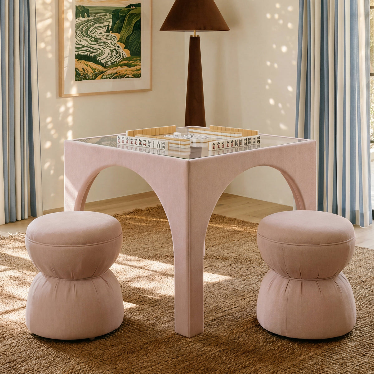 Tomlin Ruched Performance Fabric Game Ottoman