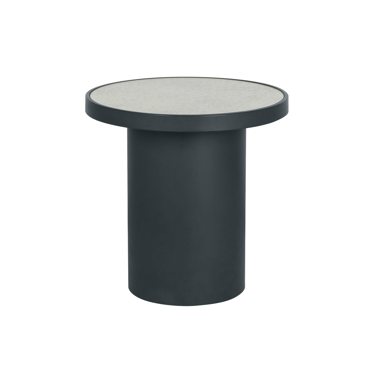 Nautilus Antique Silver Mirrored Round Side Table