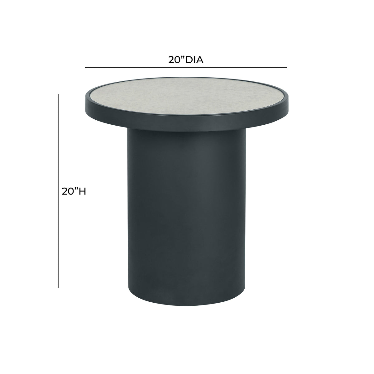 Nautilus Antique Silver Mirrored Round Side Table