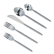 Ribbed Silver Stainless Steel Flatware - Set of 5 Pieces - Service For 1