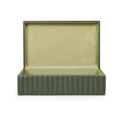 Eton Ribbed Green Vegan Leather Contract-Grade Storage Box