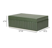 Eton Ribbed Green Vegan Leather Contract-Grade Storage Box