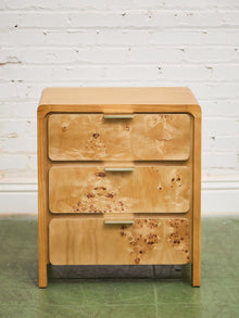 Single Blonde 3 Drawer Burlwood Nightstand