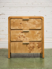 Single Blonde 3 Drawer Burlwood Nightstand