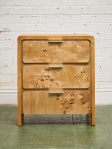 Single Blonde 3 Drawer Burlwood Nightstand