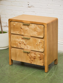Single Blonde 3 Drawer Burlwood Nightstand