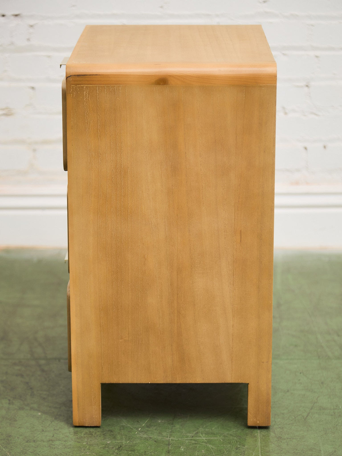Single Blonde 3 Drawer Burlwood Nightstand