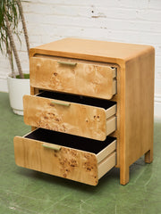 Single Blonde 3 Drawer Burlwood Nightstand