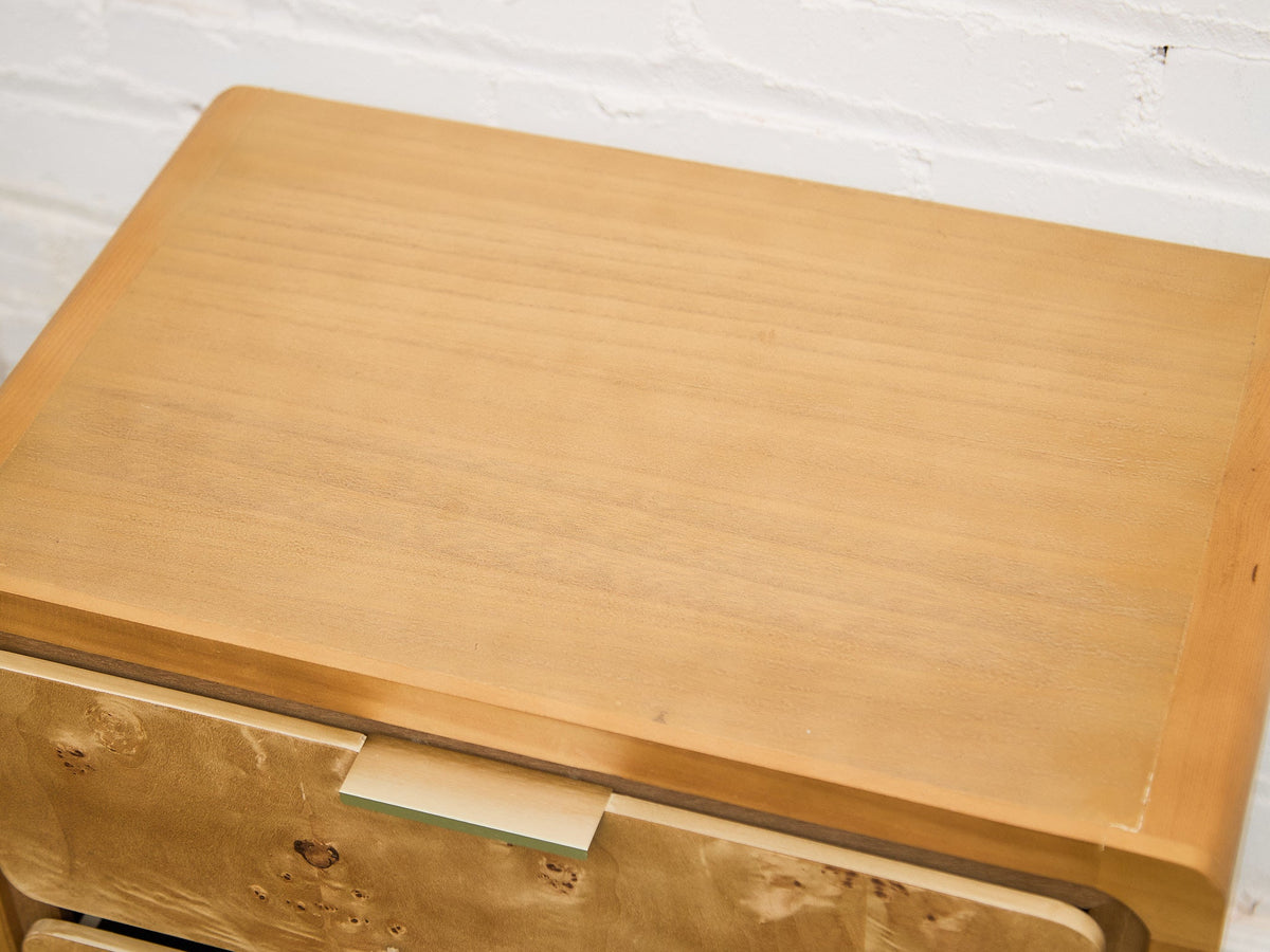 Single Blonde 3 Drawer Burlwood Nightstand