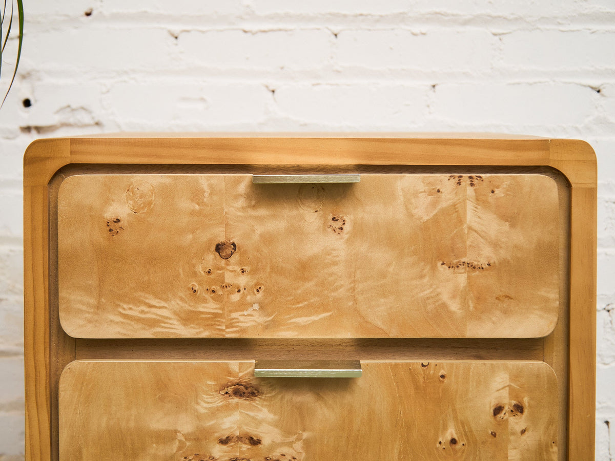 Single Blonde 3 Drawer Burlwood Nightstand