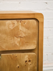 Single Blonde 3 Drawer Burlwood Nightstand