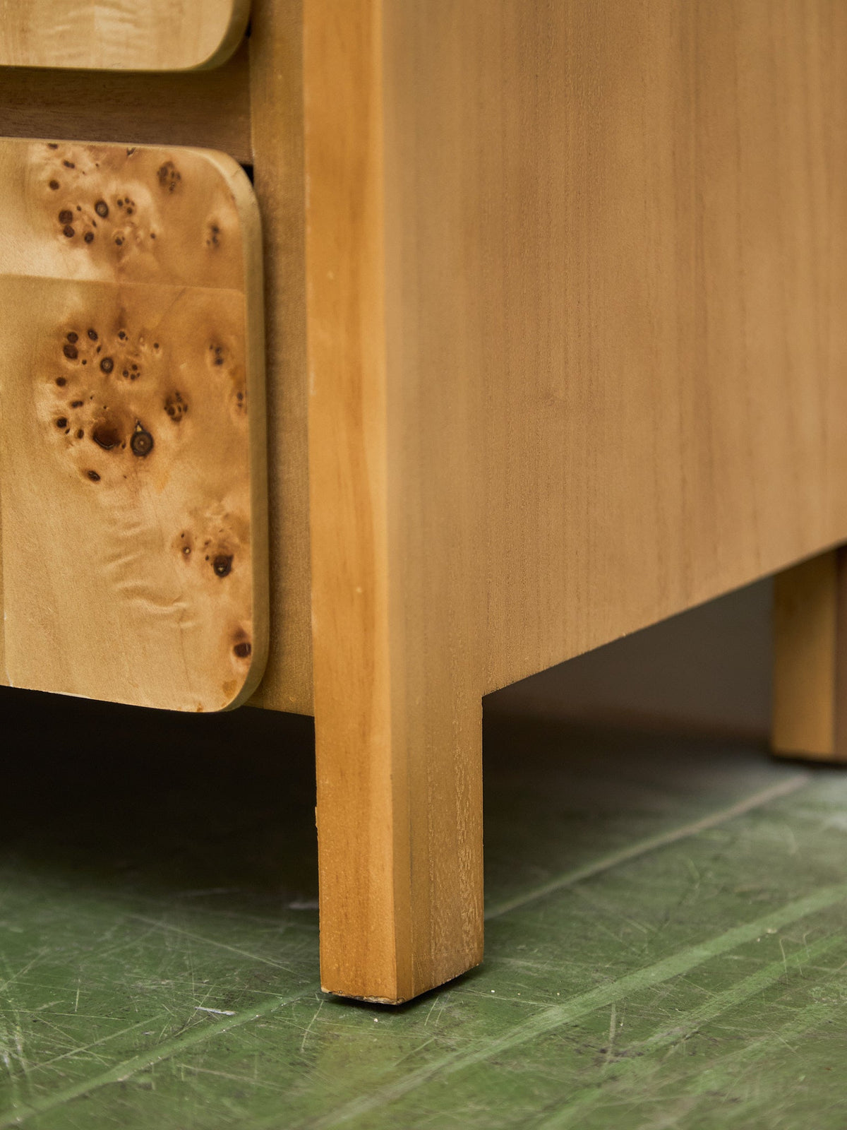 Single Blonde 3 Drawer Burlwood Nightstand